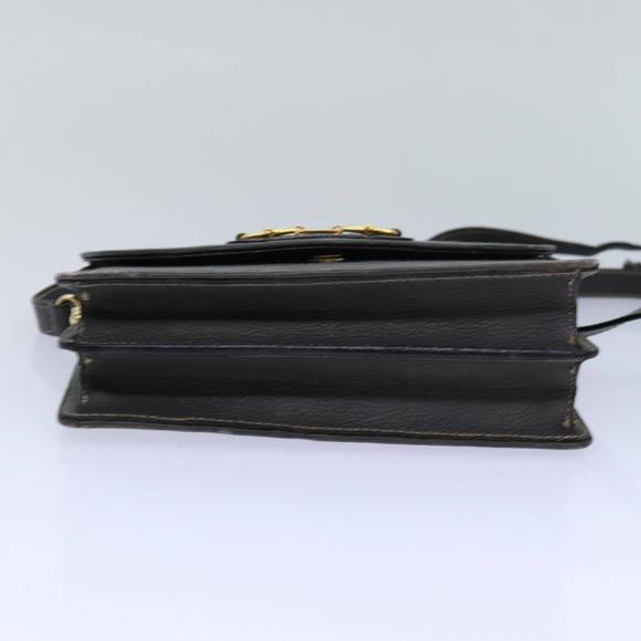 CELINE Macadam Canvas Shoulder Bag Gray Gold Auth 85525
